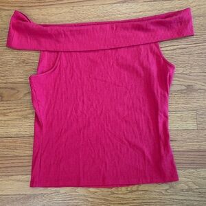 Old Navy Off the Shoulder Top XL Red Tank Ribbed Casual Shirt New